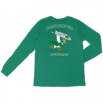 For The Birds Mens Long Sleeve Shirt in Kelly Green