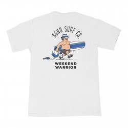 Weekend Warrior Mens Vintage Washed T-Shirt in White/Blue/White/Peach